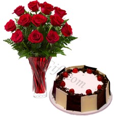 Red Roses W/ Cake