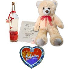 Teddy Bear W/ Bottle message & Chocolates