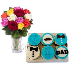 (12) Cup Cakes For Dad W/ Flowers