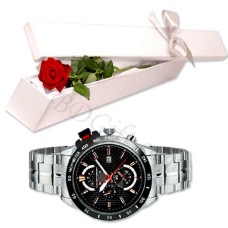 Single Rose W/ Stylish Watch