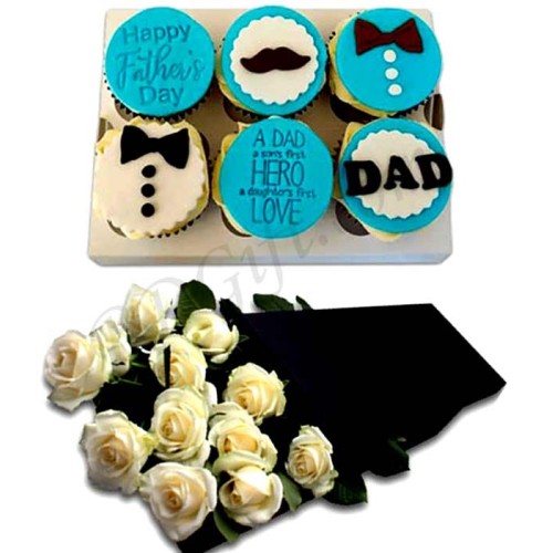 Father's day Cupcake W/ Roses