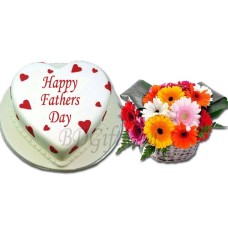 Swiss Heart Cake W/ Gerbera Basket