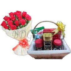 Gift Basket W/ Red Rose