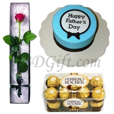 Cake W/ red rose & chocolate