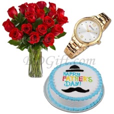 Cake W/ Watch & Red roses