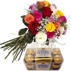 (51) 2 dz mixed Roses W/ Ferrero Rocher Chocolate