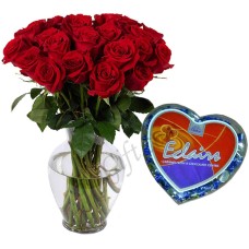 Red roses W/ Chocolate Box