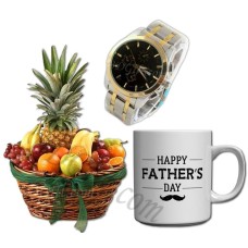 (17) Fruit Basket W/ Mug & Watch