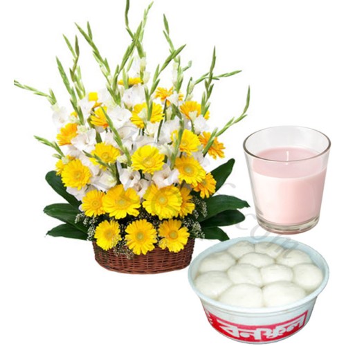 Flowers W/ sweets & candle