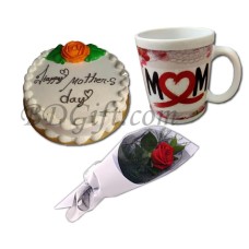 Cake W/ Mug & Red Rose