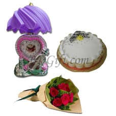 Red Rose W/ Clock & Cake