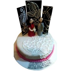(31) 2 Pounds Anniversary Fondant Round Cake