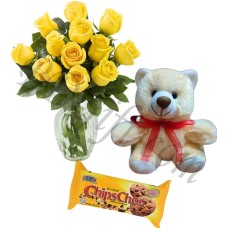 Roses W/ Teddy bear And Cookies