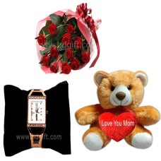 (007) Rose W/ watch & teddy bear