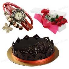 Red Rose W/ Ladies watch & Cake
