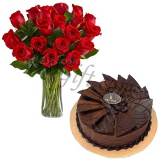 Red roses W/ Cake