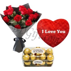 Red roses W/ Pillow & Chocolates