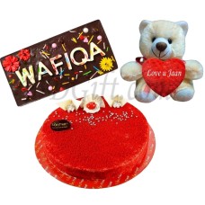 Teddy bear W/ Customized chocolate & Cake