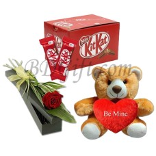 Red rose W/ Teddy bear & Chocolates