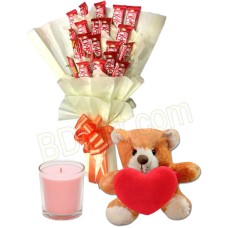 Kitkat chocolate bouqute with bear and candle