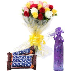 Mix roses with chocolates and bottle message