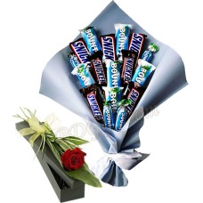 (16) Chocolate bouquet and rose