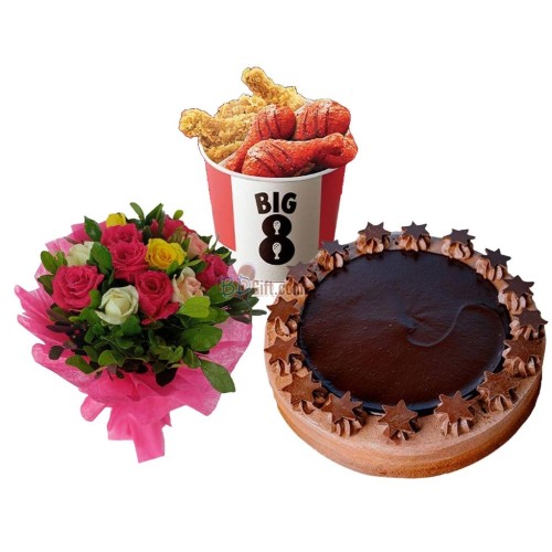 Cake & Floral Chicken Combo
