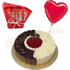 Cake with balloon and chocolate