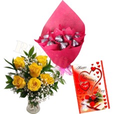 Chocolate with roses and card