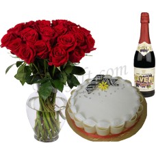 Red roses W/ Cake & Juice