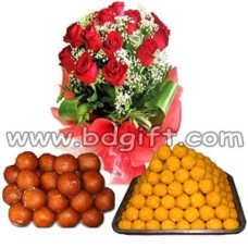 1 dz Red Roses W/ Rosh Sweets