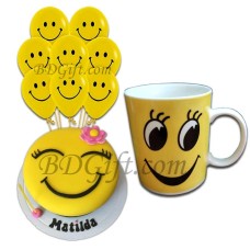 (52) Emoji Mug W/ Cake & Balloons