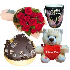 Cake W/ Roses , Love Mug & Love Bear