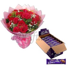(69) Red roses W/ Chocolate box