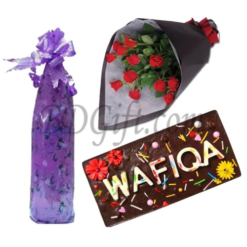 Flowers W/ Chocolate & Bottle message