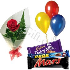 (22) Chocolates W/ red roses and balloons