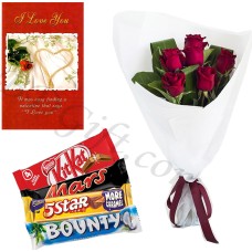 Red roses W/ card & chocolates