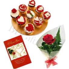 (23) Cupcake W/ card & red rose