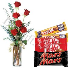 (39) Red roses W/ chocolates