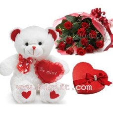 Red roses W/ chocolate and Bear