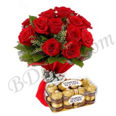 (76) Red Roses W/ Ferrero Rocher Chocolate