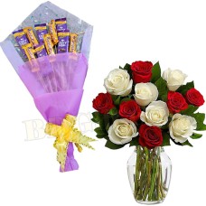 Mix roses and chocolate bouquet