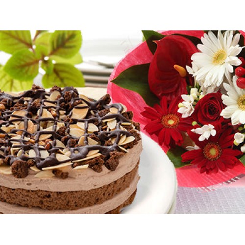 Cruch Bouquet(Red & White) & Choose Cake