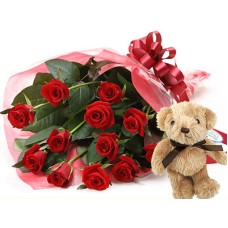 Valentine's Select Roses and Teddybear