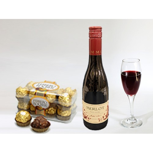 Half bottle of red wine & Chocolate