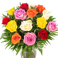 Bouquet of mixed coloured roses