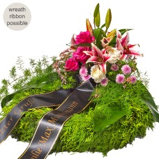 Sympathy Wreath with pink lilies