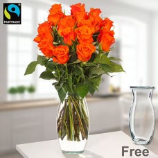 Orange Fairtrade roses in a bunch of 20 orange roses