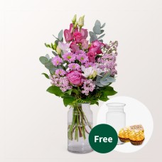 Flower Bouquet LiebesglÃ¼ck with vase & 2 Ferrero Rocher