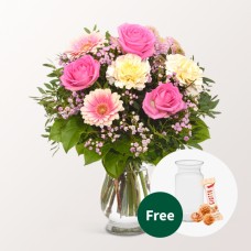 Flower Bouquet HerbstglÃ¼ck with vase & 3 Ferrero Giotto